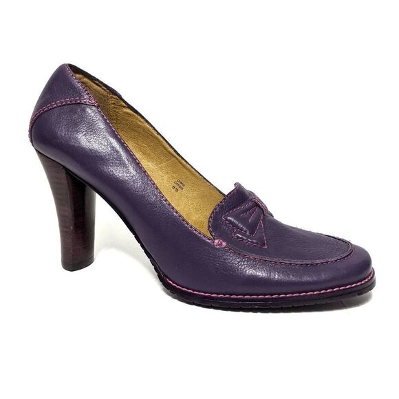 DONALD PLINER Cassis Purple Heeled Loafers 8.5 - Picture 1 of 9